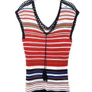 Vintage Black, White & Rust Sweater Vest / Size M